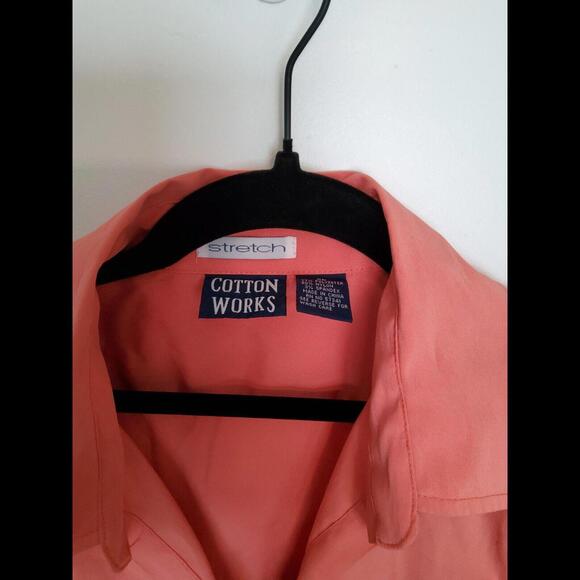 Cotton Works Coral Pink Stretch Tank Top Collar Tie XL Elastic Waist - Picture 3 of 5